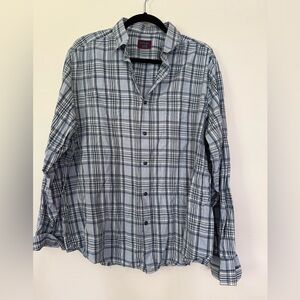 UNTUCKit Shirt Mens Size XL  Blue White Plaid Cotton Button Up Long Sleeve